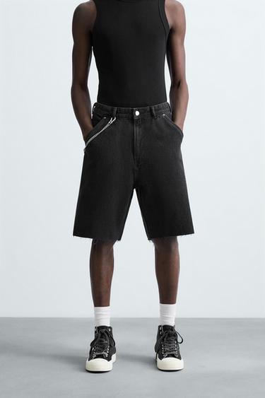 CARPENTER POCKET DENIM BERMUDA SHORTS - Black by Zara