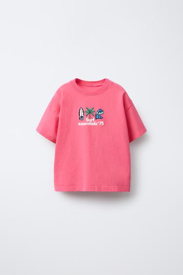 SURF PRINT T-SHIRT - Fuchsia by Zara - Image 0