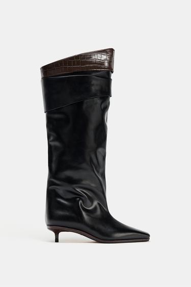 LIMITED EDITION LEATHER KNEE-HIGH BOOTS - Black by Zara