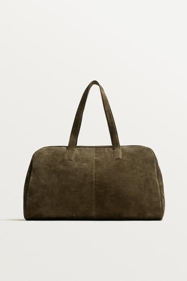 M LEATHER TRAVEL BAG - Khaki Green by Zara