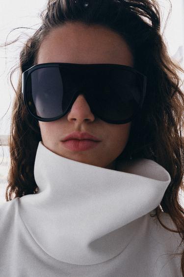 AVIATOR SHIELD SUNGLASSES - Black by Zara