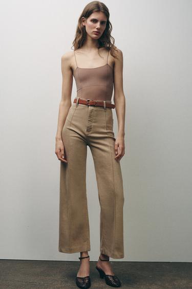 ZW COLLECTION WIDE-LEG HIGH-WAIST JEANS - SAND/BROWN by Zara