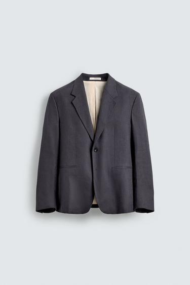 100% LINEN SUIT BLAZER - Dark grey by Zara