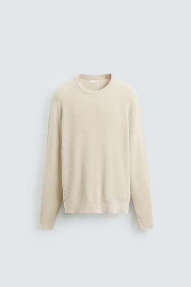 REGULAR FIT WAFFLE JUMPER - Ecru by Zara