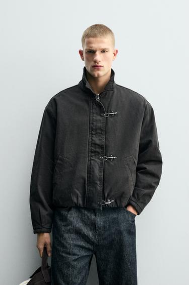 CROPPED FIT FIREMAN CLASP JACKET - Grey by Zara