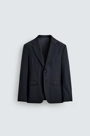 PINSTRIPE SUIT BLAZER - Navy blue by Zara