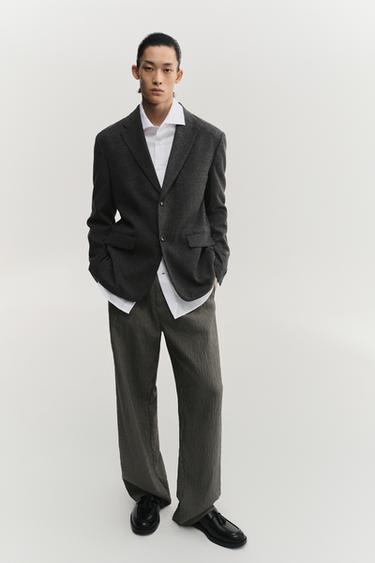 STRIPED WRINKLED-EFFECT FLOWING TROUSERS - Grey by Zara