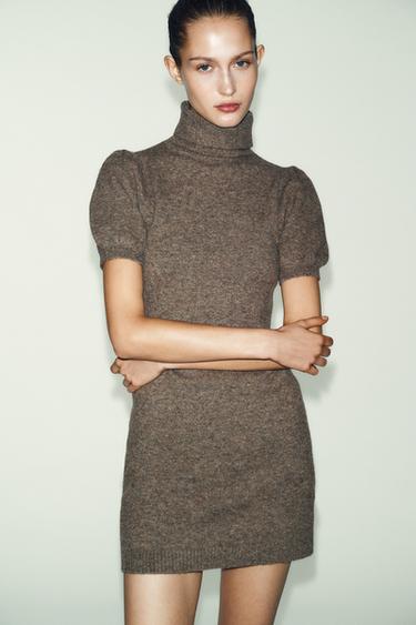 MINI KNIT DRESS - Brown / Taupe by Zara