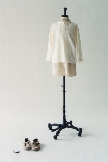 TEXTURED STAND COLLAR SHIRT - Ecru by Zara