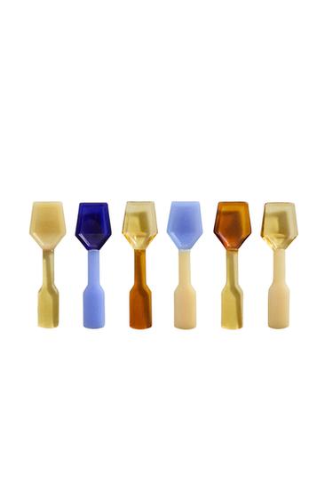 PACK OF COLOURED BOROSILICATE ICE CREAM DESSERT SPOONS (PACK OF 6) - yellow by Zara