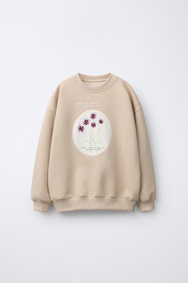 EMBROIDERED PATCH SWEATSHIRT - Beige by Zara