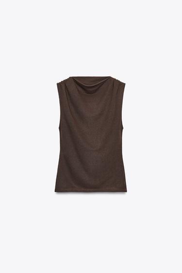 CUT-OUT KNIT TOP - Brown by Zara