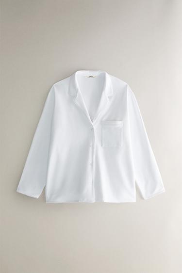 NAPPED SHIRT WITH TRIM - White by Zara - Image 0