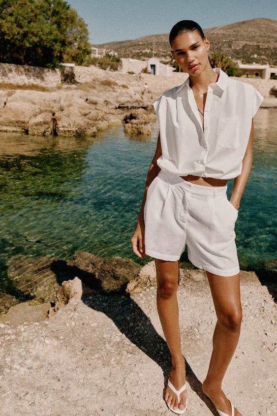 BALLOON CROPPED SHIRT - White by Zara - Image 0
