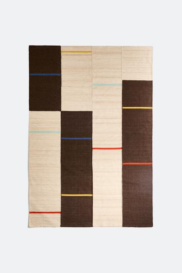 WOOL AND COTTON RUG WITH STITCHING X COLLAGERIE - striped by Zara