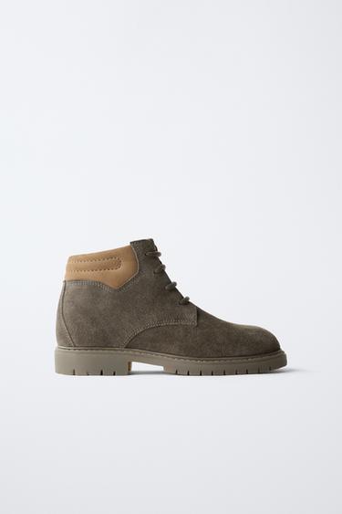 LEATHER ANKLE BOOTS - Grey by Zara