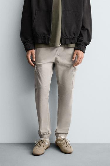 SLIM FIT CARGO TROUSERS - Light grey by Zara