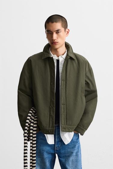 BOXY FIT TECHNICAL OVERSHIRT - Khaki by Zara