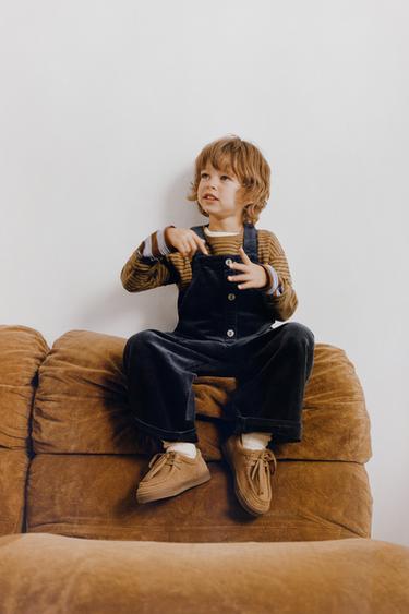 LONG CORDUROY DUNGAREES - Mid-blue by Zara