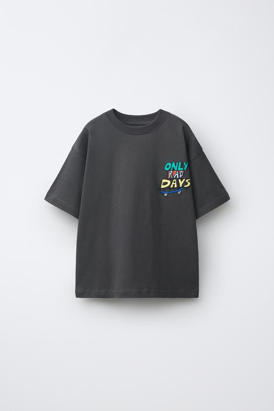 LOGO PRINT T-SHIRT - Dark anthracite by Zara - Image 0