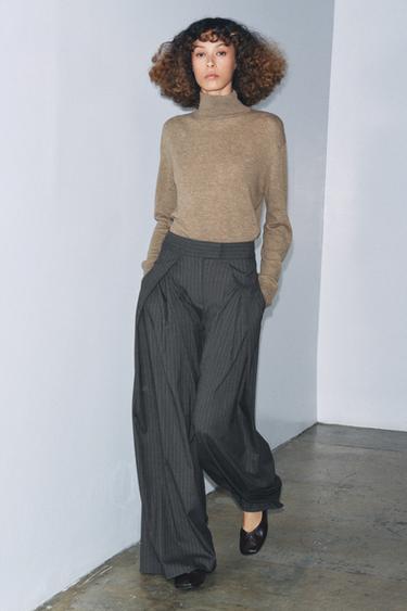 ZW COLLECTION PINSTRIPE DARTED TROUSERS - Grey by Zara