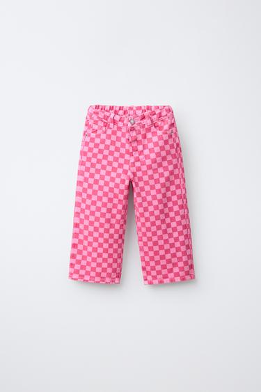 TWILL CULOTTES WITH CHECK PRINT - Pink by Zara