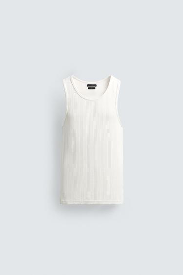 RIBBED KNIT TANK TOP - Oyster-white by Zara
