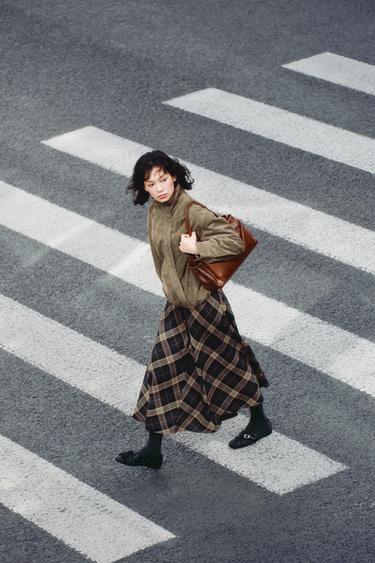 CHECK CAPE SKIRT ZW COLLECTION LIMITED EDITION - Blue by Zara