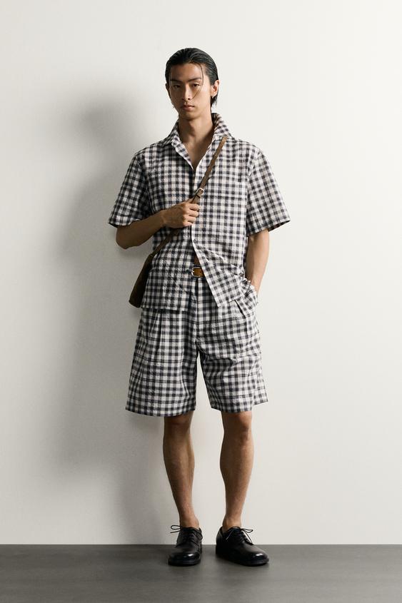 RELAXED FIT CHECK SHIRT - Black / White by Zara - Image 0