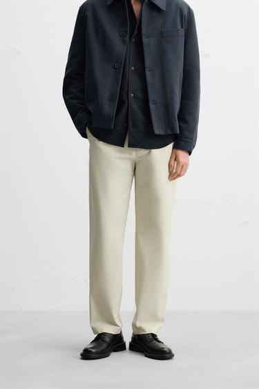 VISCOSE BLEND CHINO TROUSERS - Oyster-white by Zara