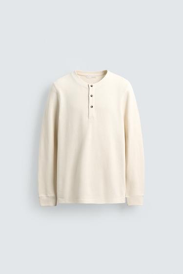 TEXTURED RIBBED T-SHIRT - Ecru by Zara