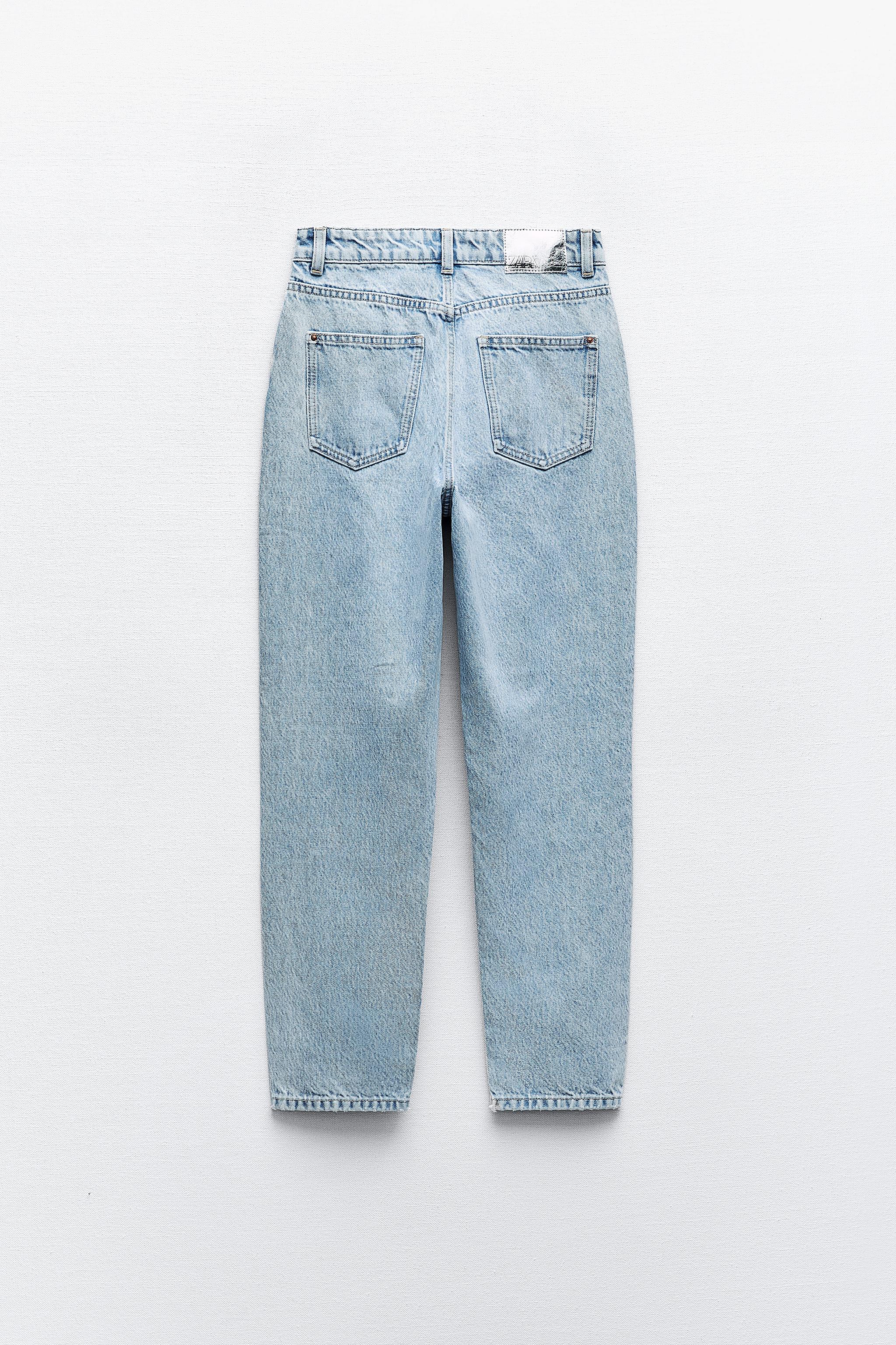 Z1975 高腰宽松舒适版型牛仔裤- 中蓝色| ZARA