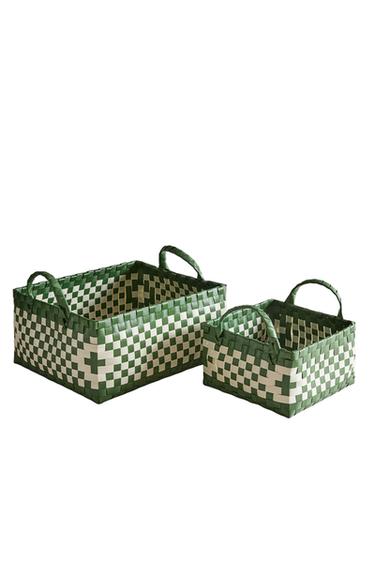 WOVEN BASKET - Green by Zara