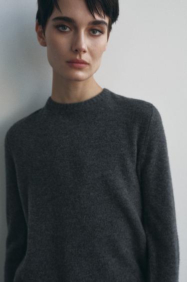 BASIC 100% WOOL SWEATER - Dark grey by Zara