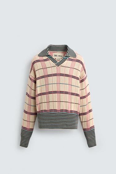 CHECK JACQUARD KNIT POLO SHIRT HARRY LAMBERT FOR ZARA X DISNEY - Pink by Zara