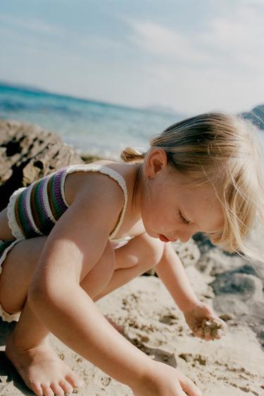 3-6 YEARS/ STRIPED CROCHET KNIT SET - Ecru by Zara