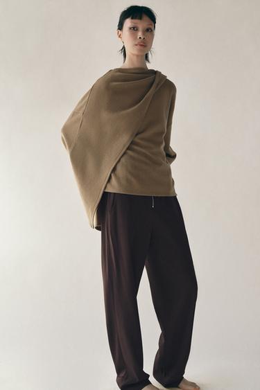 SCARF LAYERED SWEATER - Mid-camel by Zara - Image 0