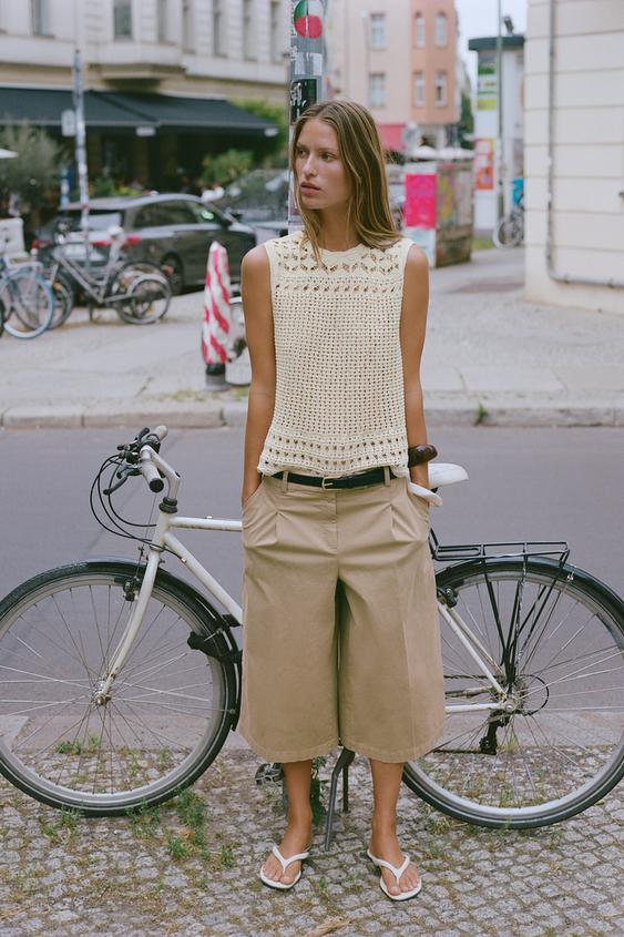 POINTELLE KNIT TOP - Ecru by Zara - Image 0
