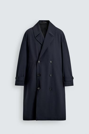 FLOWING DOUBLE-BREASTED TRENCH COAT - navy by Zara