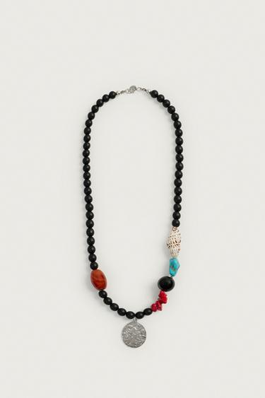 BEAD AND SEASHELL NECKLACE - Multicoloured by Zara