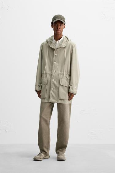 SHORT COTTON PARKA - Grey green by Zara - Image 0