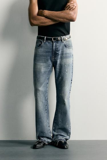 SPLATTER-EFFECT FLARE FIT JEANS - Blue by Zara