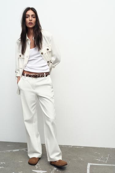 ANIMAL PRINT TROUSERS WITH BELT - Ecru by Zara - Image 0