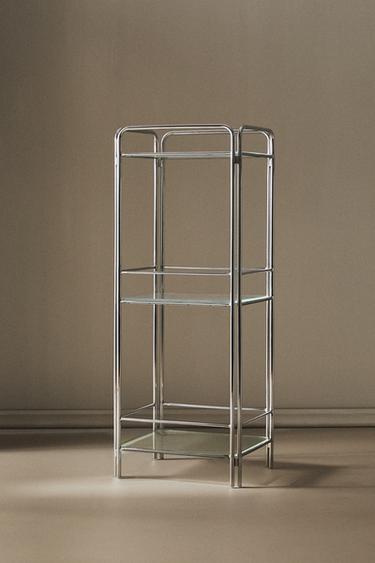 STEEL AND GLASS STORAGE UNIT - Grey by Zara