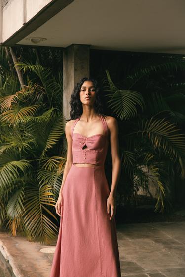 RAMIE HALTER MIDI DRESS - MARSALA by Zara