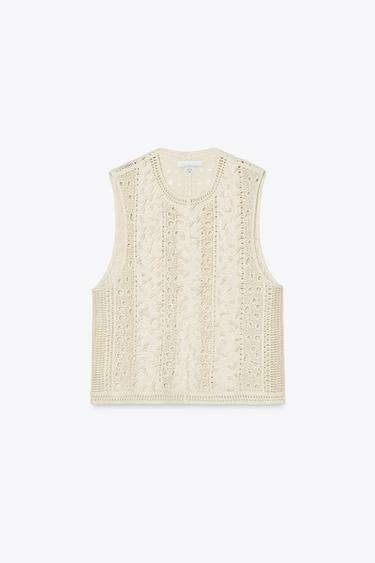 CROCHET TANK TOP WITH KNOTS X FANGLU LIN - Oyster-white by Zara