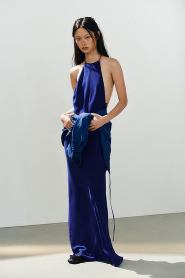 LONG HALTER DRESS - Neon blue by Zara