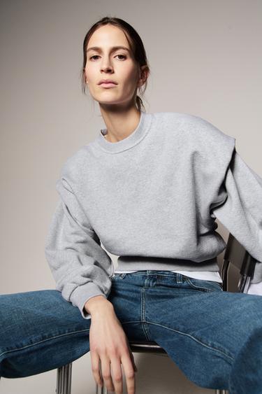 HEAVYWEIGHT PLEATED SWEATSHIRT - Grey marl by Zara