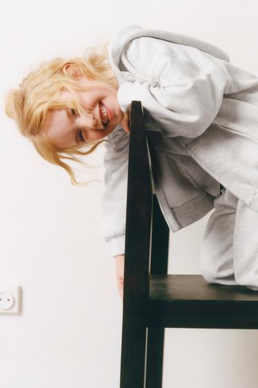 HOODIE WITH ZIP - Grey marl by Zara