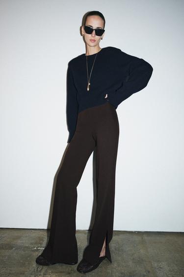 FLARE TROUSERS WITH VENTS ZW COLLECTION - Brown by Zara - Image 0
